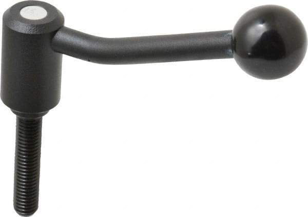 KIPP - 1/2-13, 1.1" Hub Diam, Steel Threaded Stud Adjustable Tension Lever with 20° Handle - 2.36" Stud Length, 4.17" OAL, 2.7" High - Apex Tool & Supply