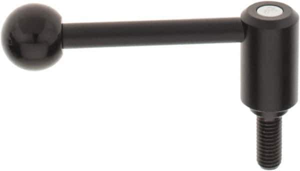 KIPP - 1/2-13, 1.1" Hub Diam, Steel Threaded Stud Adjustable Tension Lever with 0° Handle - 1.18" Stud Length, 4.37" OAL, 1.65" High - Apex Tool & Supply