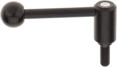 KIPP - 1/2-13, 1.1" Hub Diam, Steel Threaded Stud Adjustable Tension Lever with 0° Handle - 1.18" Stud Length, 4.37" OAL, 1.65" High - Apex Tool & Supply