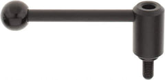 KIPP - 1/2-13, 1.3" Hub Diam, Steel Threaded Stud Adjustable Tension Lever with 0° Handle - 0.98" Stud Length, 5.3" OAL, 1.85" High - Apex Tool & Supply