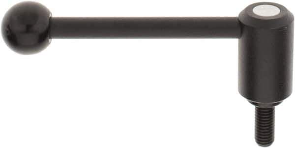 KIPP - 1/2-13, 1.3" Hub Diam, Steel Threaded Stud Adjustable Tension Lever with 0° Handle - 1.18" Stud Length, 5.3" OAL, 1.85" High - Apex Tool & Supply