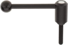 KIPP - 1/2-13, 1.3" Hub Diam, Steel Threaded Stud Adjustable Tension Lever with 0° Handle - 2.36" Stud Length, 5.3" OAL, 1.85" High - Apex Tool & Supply