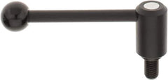 KIPP - 5/8-11, 1.3" Hub Diam, Steel Threaded Stud Adjustable Tension Lever with 0° Handle - 0.98" Stud Length, 5.3" OAL, 1.85" High - Apex Tool & Supply