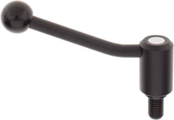 KIPP - M16 x 2.0, 1.3" Hub Diam, Steel Threaded Stud Adjustable Tension Lever with 20° Handle - 0.98" Stud Length, 5.06" OAL, 3.19" High - Apex Tool & Supply
