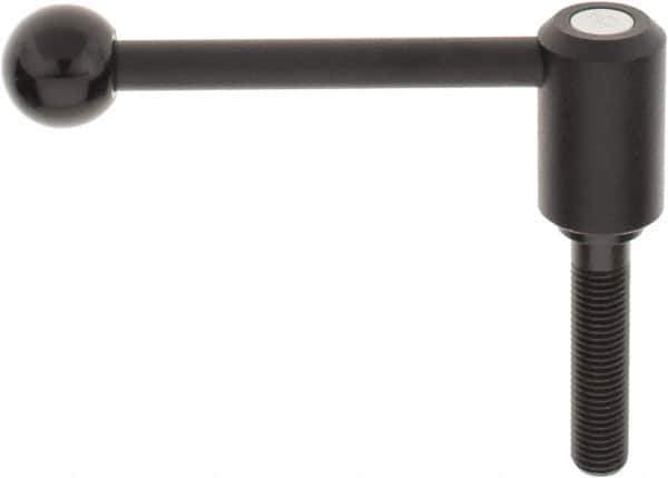 KIPP - M16 x 2.0, 1.3" Hub Diam, Steel Threaded Stud Adjustable Tension Lever with 0° Handle - 2-3/4" Stud Length, 5.3" OAL, 1.85" High - Apex Tool & Supply