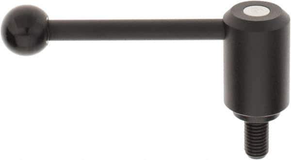 KIPP - 5/8-11, 1.61" Hub Diam, Steel Threaded Stud Adjustable Tension Lever with 0° Handle - 1.18" Stud Length, 5.3" OAL, 2.22" High - Apex Tool & Supply