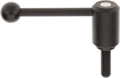 KIPP - 5/8-11, 1.61" Hub Diam, Steel Threaded Stud Adjustable Tension Lever with 0° Handle - 1.97" Stud Length, 5.3" OAL, 2.22" High - Apex Tool & Supply