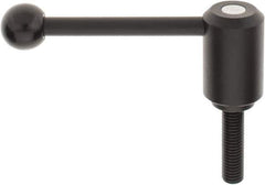 KIPP - 5/8-11, 1.61" Hub Diam, Steel Threaded Stud Adjustable Tension Lever with 0° Handle - 2.36" Stud Length, 5.3" OAL, 2.22" High - Apex Tool & Supply