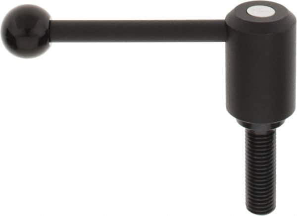 KIPP - 3/4-10, 1.61" Hub Diam, Steel Threaded Stud Adjustable Tension Lever with 0° Handle - 2.36" Stud Length, 5.3" OAL, 2.22" High - Apex Tool & Supply