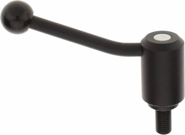 KIPP - M16 x 2.0, 1.61" Hub Diam, Steel Threaded Stud Adjustable Tension Lever with 20° Handle - 1.18" Stud Length, 5.06" OAL, 3.52" High - Apex Tool & Supply