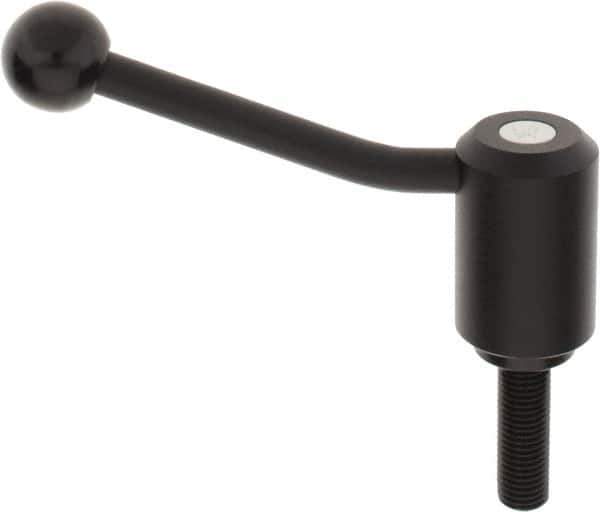 KIPP - M16 x 2.0, 1.61" Hub Diam, Steel Threaded Stud Adjustable Tension Lever with 20° Handle - 1.97" Stud Length, 5.06" OAL, 3.52" High - Apex Tool & Supply