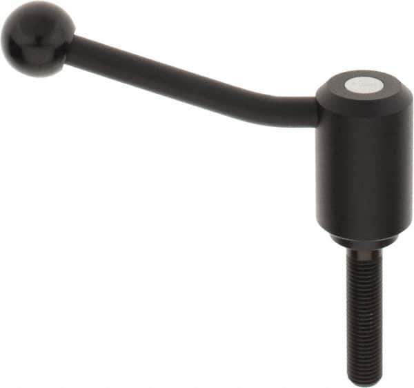 KIPP - M16 x 2.0, 1.61" Hub Diam, Steel Threaded Stud Adjustable Tension Lever with 20° Handle - 2-3/4" Stud Length, 5.06" OAL, 3.52" High - Apex Tool & Supply