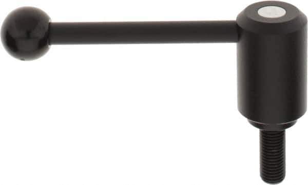 KIPP - M16 x 2.0, 1.61" Hub Diam, Steel Threaded Stud Adjustable Tension Lever with 0° Handle - 1.57" Stud Length, 5.3" OAL, 2.22" High - Apex Tool & Supply