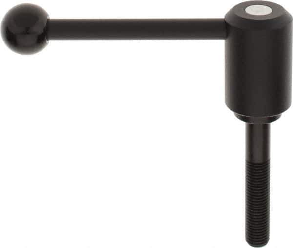 KIPP - M16 x 2.0, 1.61" Hub Diam, Steel Threaded Stud Adjustable Tension Lever with 0° Handle - 3.54" Stud Length, 5.3" OAL, 2.22" High - Apex Tool & Supply