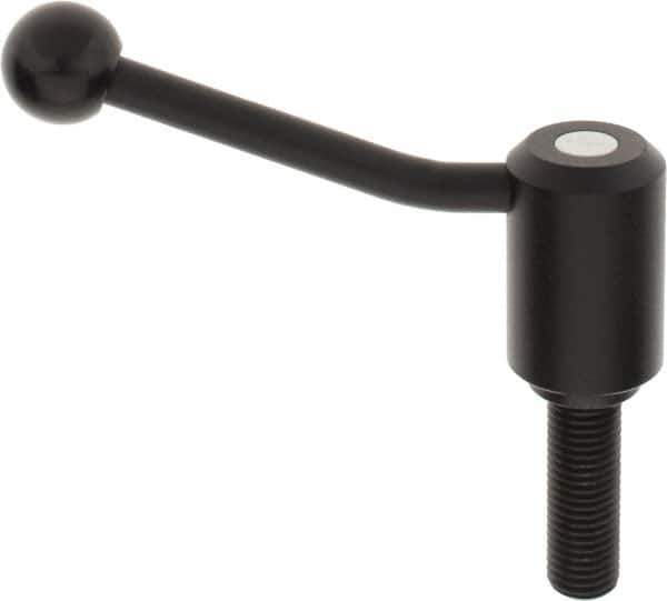 KIPP - M20 x 2.5, 1.61" Hub Diam, Steel Threaded Stud Adjustable Tension Lever with 20° Handle - 2.36" Stud Length, 5.06" OAL, 3.52" High - Apex Tool & Supply