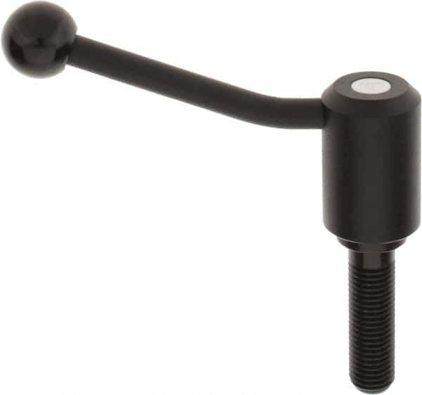 KIPP - M20 x 2.5, 1.61" Hub Diam, Steel Threaded Stud Adjustable Tension Lever with 20° Handle - 2-3/4" Stud Length, 5.06" OAL, 3.52" High - Apex Tool & Supply