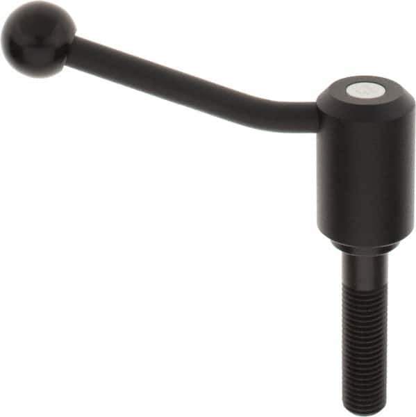 KIPP - M20 x 2.5, 1.61" Hub Diam, Steel Threaded Stud Adjustable Tension Lever with 20° Handle - 3.15" Stud Length, 5.06" OAL, 3.52" High - Apex Tool & Supply
