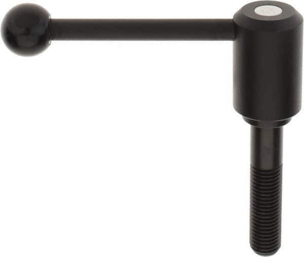 KIPP - M20 x 2.5, 1.61" Hub Diam, Steel Threaded Stud Adjustable Tension Lever with 0° Handle - 3.54" Stud Length, 5.3" OAL, 2.22" High - Apex Tool & Supply