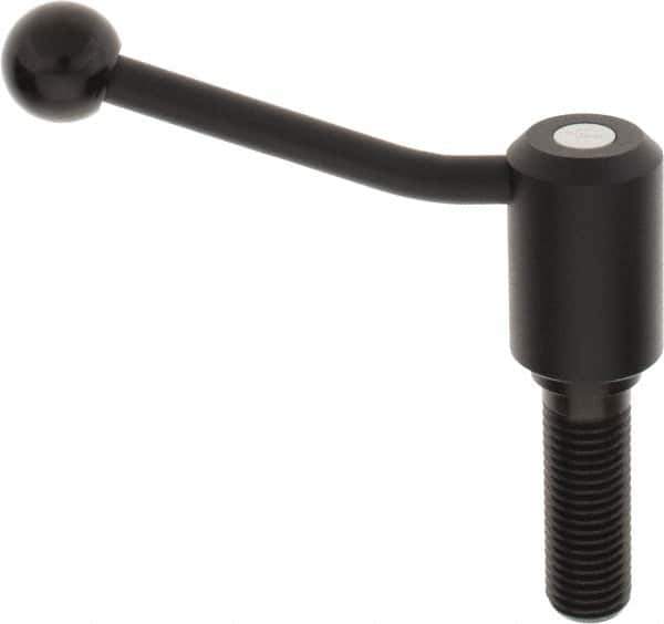KIPP - M24 x 3.0, 1.61" Hub Diam, Steel Threaded Stud Adjustable Tension Lever with 20° Handle - 2-3/4" Stud Length, 5.06" OAL, 3.52" High - Apex Tool & Supply