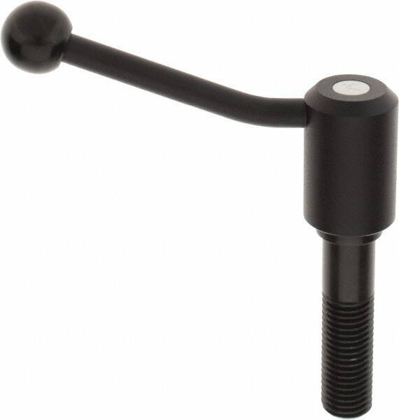 KIPP - M24 x 3.0, 1.61" Hub Diam, Steel Threaded Stud Adjustable Tension Lever with 20° Handle - 3.54" Stud Length, 5.06" OAL, 3.52" High - Apex Tool & Supply