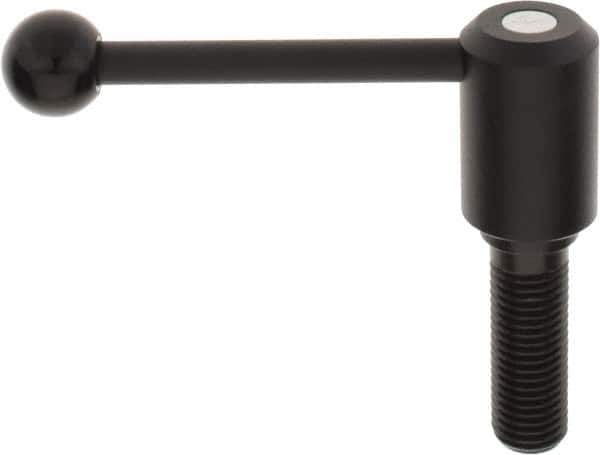KIPP - M24 x 3.0, 1.61" Hub Diam, Steel Threaded Stud Adjustable Tension Lever with 0° Handle - 2-3/4" Stud Length, 5.3" OAL, 2.22" High - Apex Tool & Supply