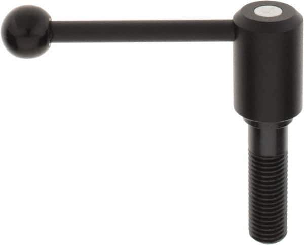 KIPP - M24 x 3.0, 1.61" Hub Diam, Steel Threaded Stud Adjustable Tension Lever with 0° Handle - 3.15" Stud Length, 5.3" OAL, 2.22" High - Apex Tool & Supply