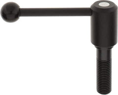 KIPP - M24 x 3.0, 1.61" Hub Diam, Steel Threaded Stud Adjustable Tension Lever with 0° Handle - 3.15" Stud Length, 5.3" OAL, 2.22" High - Apex Tool & Supply
