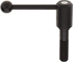 KIPP - M24 x 3.0, 1.61" Hub Diam, Steel Threaded Stud Adjustable Tension Lever with 0° Handle - 3.54" Stud Length, 5.3" OAL, 2.22" High - Apex Tool & Supply