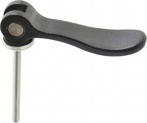 KIPP - #10-32, 0.59" Hub Diam, Black Powder Coat Cast Aluminum Adjustable Clamping Handle - 1.96" Stud Length - Apex Tool & Supply