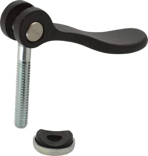KIPP - 1/4-20, 0.59" Hub Diam, Black Powder Coat Cast Aluminum Adjustable Clamping Handle - 1.18" Stud Length - Apex Tool & Supply