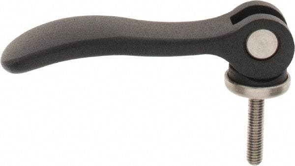 KIPP - #10-32, 0.59" Hub Diam, Black Powder Coat Aluminum (Stainless Steel Inserts) Adjustable Clamping Handle - 0.78" Stud Length - Apex Tool & Supply