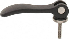 KIPP - #10-32, 0.59" Hub Diam, Black Powder Coat Aluminum (Stainless Steel Inserts) Adjustable Clamping Handle - 0.78" Stud Length - Apex Tool & Supply