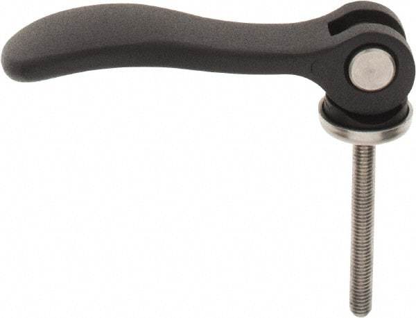 KIPP - #10-32, 0.59" Hub Diam, Black Powder Coat Aluminum (Stainless Steel Inserts) Adjustable Clamping Handle - 1.57" Stud Length - Apex Tool & Supply