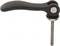 KIPP - #10-32, 0.59" Hub Diam, Black Powder Coat Aluminum (Stainless Steel Inserts) Adjustable Clamping Handle - 1.57" Stud Length - Apex Tool & Supply
