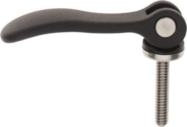 KIPP - 1/4-20, 0.59" Hub Diam, Black Powder Coat Aluminum (Stainless Steel Inserts) Adjustable Clamping Handle - 1.18" Stud Length - Apex Tool & Supply