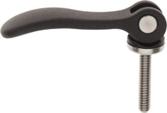 KIPP - 1/4-20, 0.59" Hub Diam, Black Powder Coat Aluminum (Stainless Steel Inserts) Adjustable Clamping Handle - 1.18" Stud Length - Apex Tool & Supply