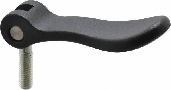 KIPP - 3/8-16, 0.94" Hub Diam, Black Powder Coat Cast Aluminum Adjustable Clamping Handle - 0.99" Stud Length - Apex Tool & Supply