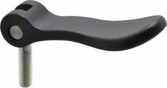 KIPP - 3/8-16, 0.94" Hub Diam, Black Powder Coat Cast Aluminum Adjustable Clamping Handle - 0.99" Stud Length - Apex Tool & Supply