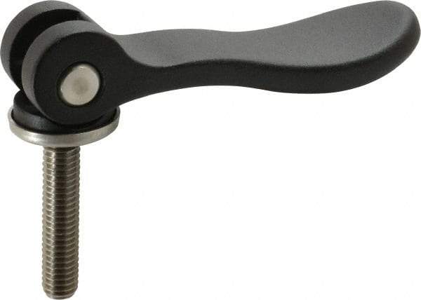 KIPP - 3/8-16, 0.94" Hub Diam, Black Powder Coat Aluminum (Stainless Steel Inserts) Adjustable Clamping Handle - 1.57" Stud Length - Apex Tool & Supply
