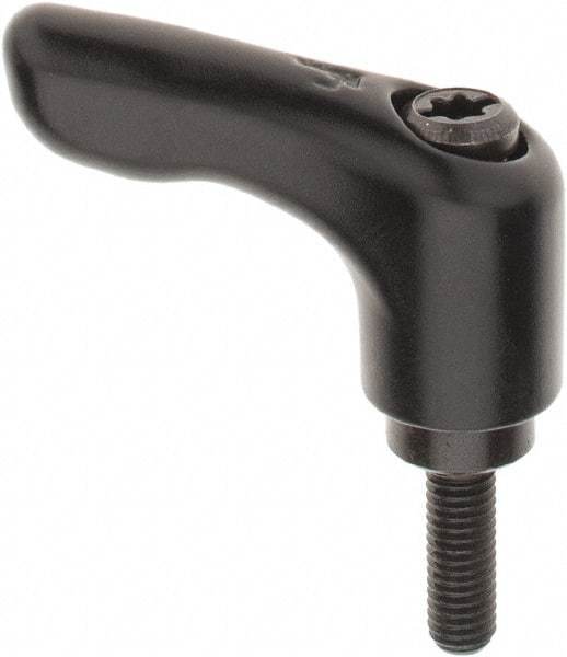 KIPP - #10-32, 0.55" Hub Diam, Zinc Die Cast (Steel Components) Threaded Stud Adjustable Clamping Handle - 0.59" Stud Length, 1.85" OAL, 1.22" High - Apex Tool & Supply