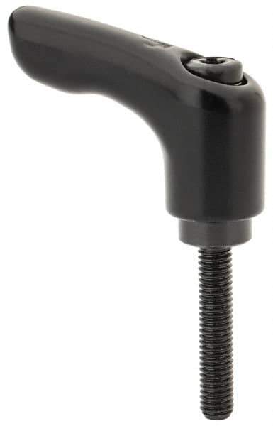 KIPP - #10-32, 0.55" Hub Diam, Zinc Die Cast (Steel Components) Threaded Stud Adjustable Clamping Handle - 0.98" Stud Length, 1.85" OAL, 1.22" High - Apex Tool & Supply