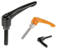 KIPP - #10-32, 0.55" Hub Diam, Zinc Die Cast (Steel Components) Threaded Stud Adjustable Clamping Handle - 1.77" Stud Length, 1.85" OAL, 1.22" High - Apex Tool & Supply