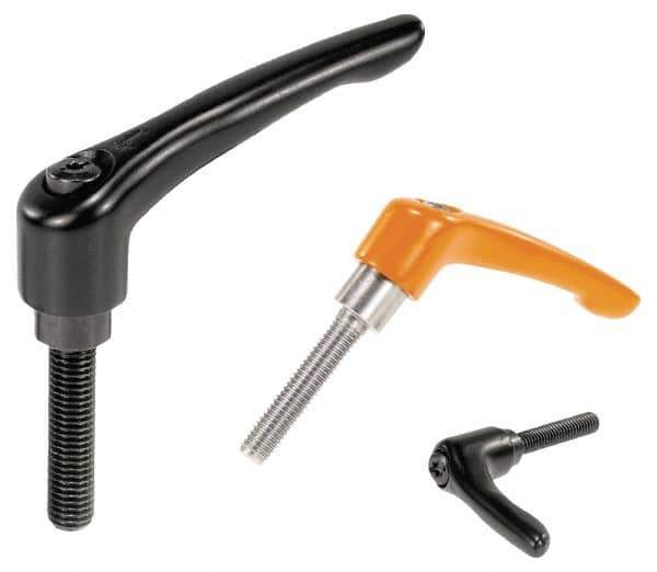 KIPP - #10-32, 0.55" Hub Diam, Zinc Die Cast (Stainless Steel Components) Stud Type Adjustable Clamping Handle - 0.78" Stud Length, 1.85" OAL, 1.22" High - Apex Tool & Supply