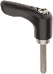 KIPP - #10-32, 0.55" Hub Diam, Zinc Die Cast (Stainless Steel Components) Stud Type Adjustable Clamping Handle - 0.98" Stud Length, 1.85" OAL, 1.22" High - Apex Tool & Supply