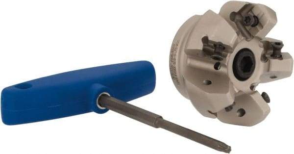 Iscar - 2" Cut Diam, 3/4" Arbor Hole, 0.276" Max Depth of Cut, 45° Indexable Chamfer & Angle Face Mill - 5 Inserts, S845 SX.U 16.. Insert, Right Hand Cut, 5 Flutes, Through Coolant, Series Helido - Apex Tool & Supply