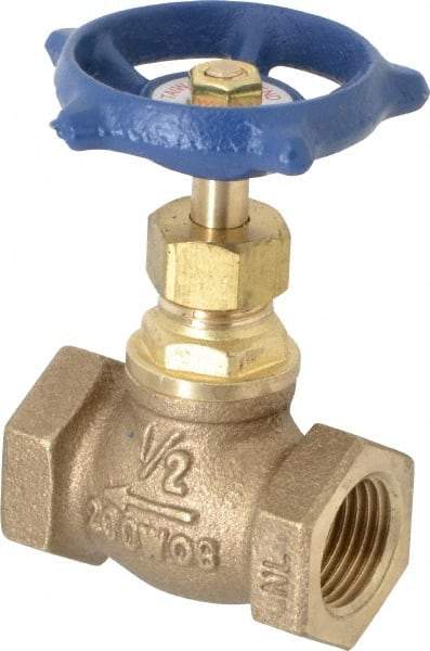 Legend Valve - 1/2" Pipe, FNPT Ends, Brass Rising Stem Globe Valve - Bronze Disc, Bolted Bonnet, 200 psi WOG, 125 psi WSP, Class 125 - Apex Tool & Supply