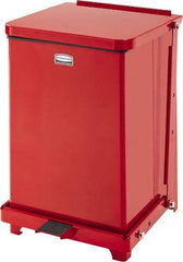 Rubbermaid - 7 Gal Square Unlabeled Trash Can - 17" High x 12" Long x 12" Wide, Red, Stainless Steel - Apex Tool & Supply