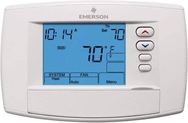 White-Rodgers - 45 to 99°F, 4 Heat, 2 Cool, Premium Commercial Digital 7 Day Programmable Universal Multi-Stage or Heat Pump Thermostat - 0 to 30 Volts, Horizontal Mount, Electronic Contacts Switch - Apex Tool & Supply