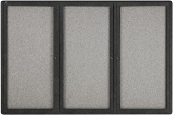 Quartet - 72" Wide x 48" High Enclosed Cork Bulletin Board - Gray - Apex Tool & Supply