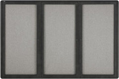 Quartet - 72" Wide x 48" High Enclosed Cork Bulletin Board - Gray - Apex Tool & Supply
